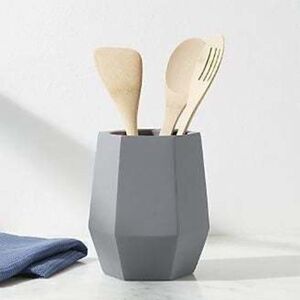 Crate&Barrel Hexogen Concrete Wine Cooler Utensil Holder Geometric Wine Chiller